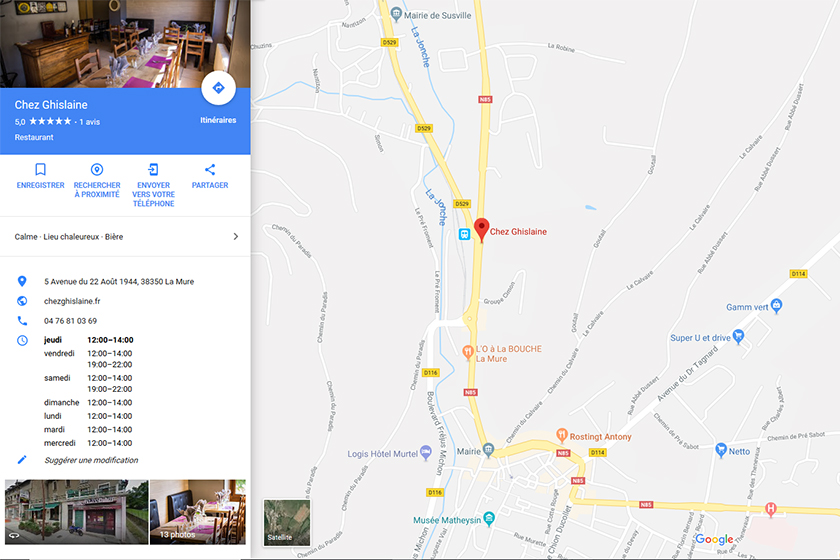 Google maps Chez Ghislaine